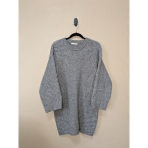 LUSH Womens Medium Dark Heather Gray Chunky Ribbed Knit Tunic Oversized Sweater